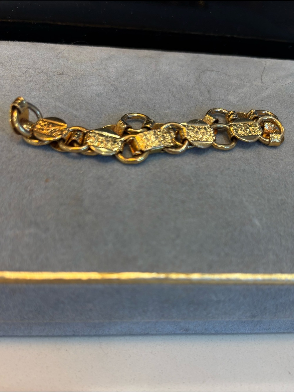 Sarah Coventry Gold Textured Link Bracelet with Polished Finish